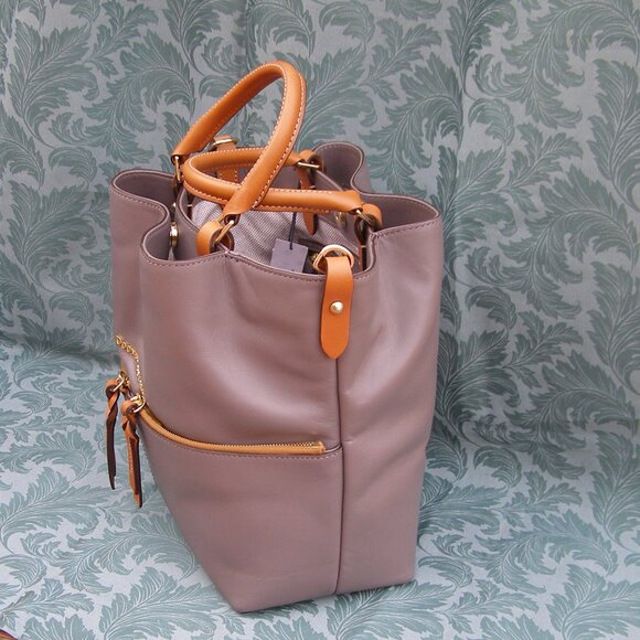 NWT Dooney & Bourke Smooth Leather Dawson Satchel in Taupe - Picture 7 of 16